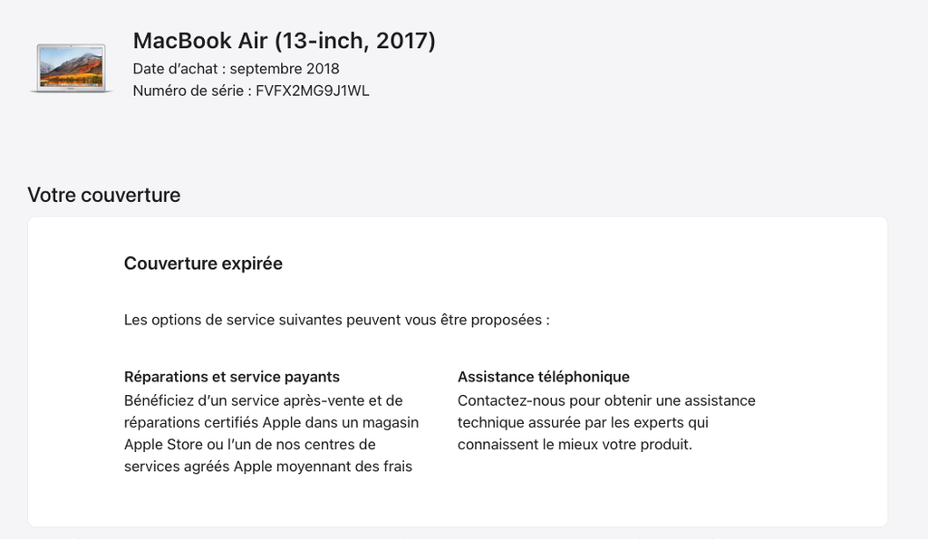 MacBook Air - A1466 - 2017 - 13.3/1.8GHZ/8GB/256GB