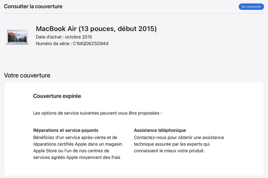 MacBook Air - A1466 - 2015 - 13.3/1.6GHZ/8GB/256GB
