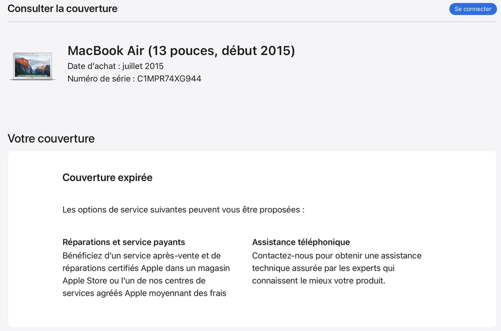 MacBook Air - A1466 - 2015 - 13.3/1.8GHZ/8GB/256GB